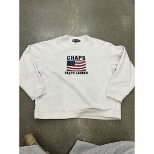 Chaps Ralph Lauren USA Flag embroidery white sweatshirt Size Large